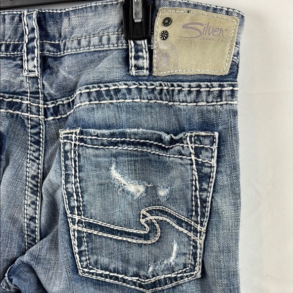 Silver Co Men's Light Blue Nash straight-leg Distressed Jeans Size 34 - Picture 11 of 14